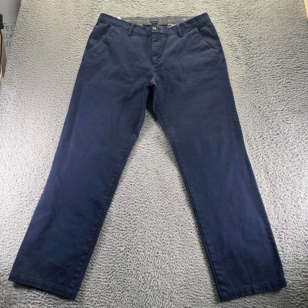 Dockers Pant Men 38x32 Blue Cotton Chino Straight Preppy Business Office Stretch